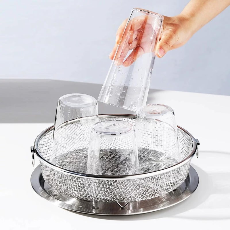 WHBDGP Dishwasher Basket,304 Stainless Steel Dishwasher Silverware Basket,Replacement Utensil Mesh Drain Silverware Holder for Chopstick Fruits,Scoops (Silver, Round) - Image 3